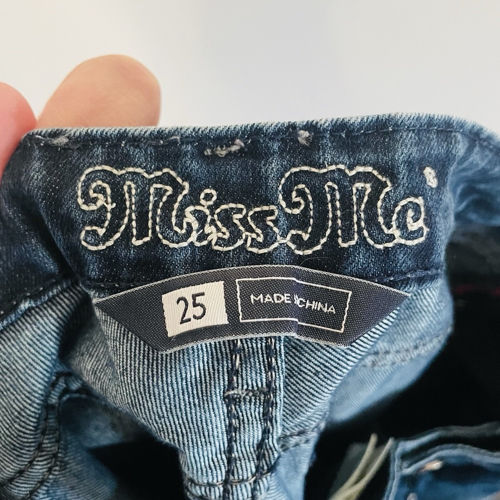 EUC Miss Me Nicole 5 Pocket‎ Low Rise Skinny Jeans Dark Wash Whiskered 25x30 - Picture 6 of 9
